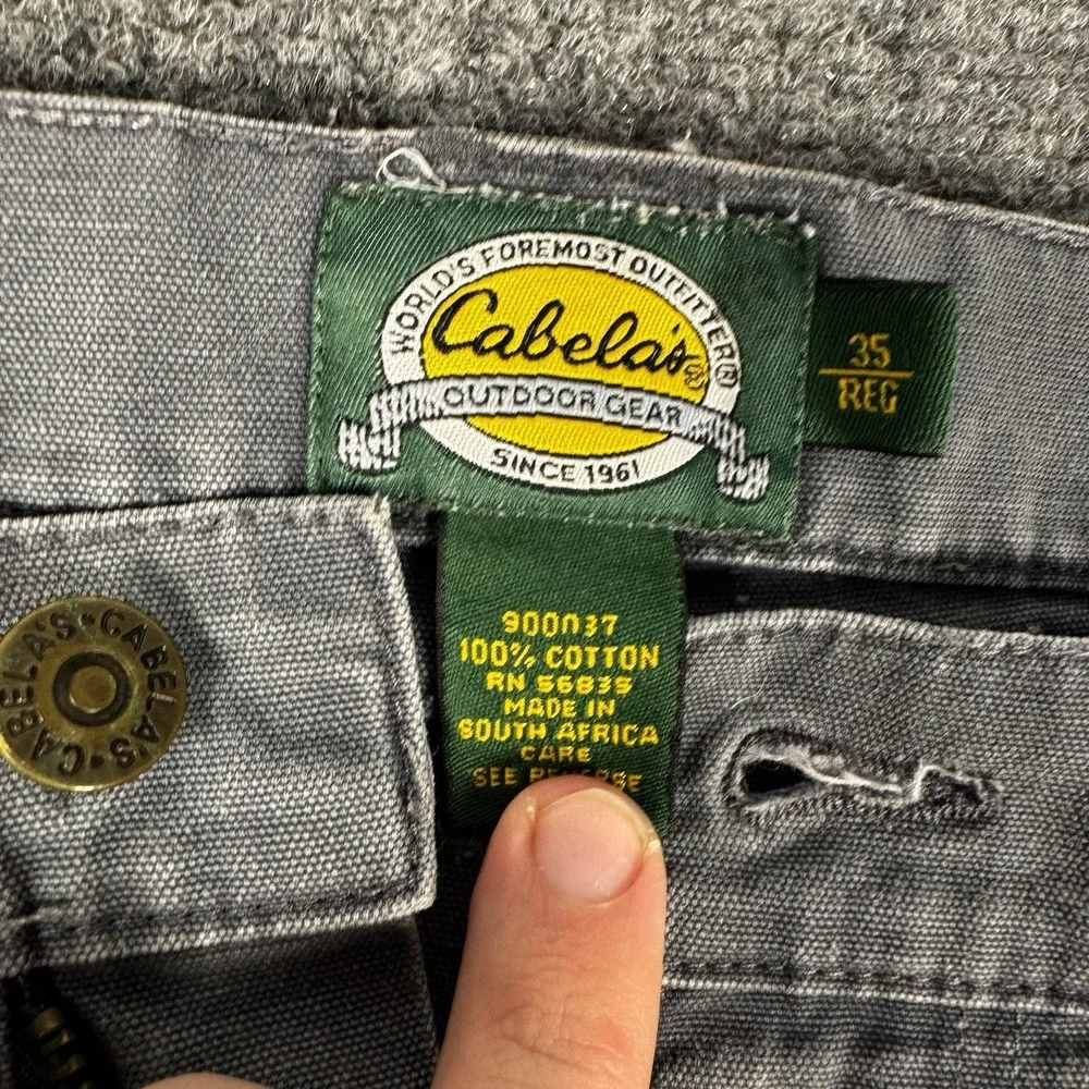 Cabela's Outdoor Gear Men's Pants 35 Reg 100% Cotton Gray Hiking Work 900037 Y2K